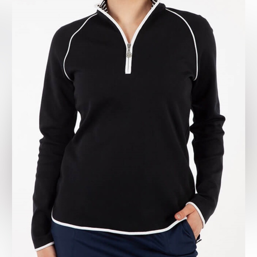 Clover by Bobby Jones Quarter Zip Pullover Pima Cotton Black Golf Preppy Size M